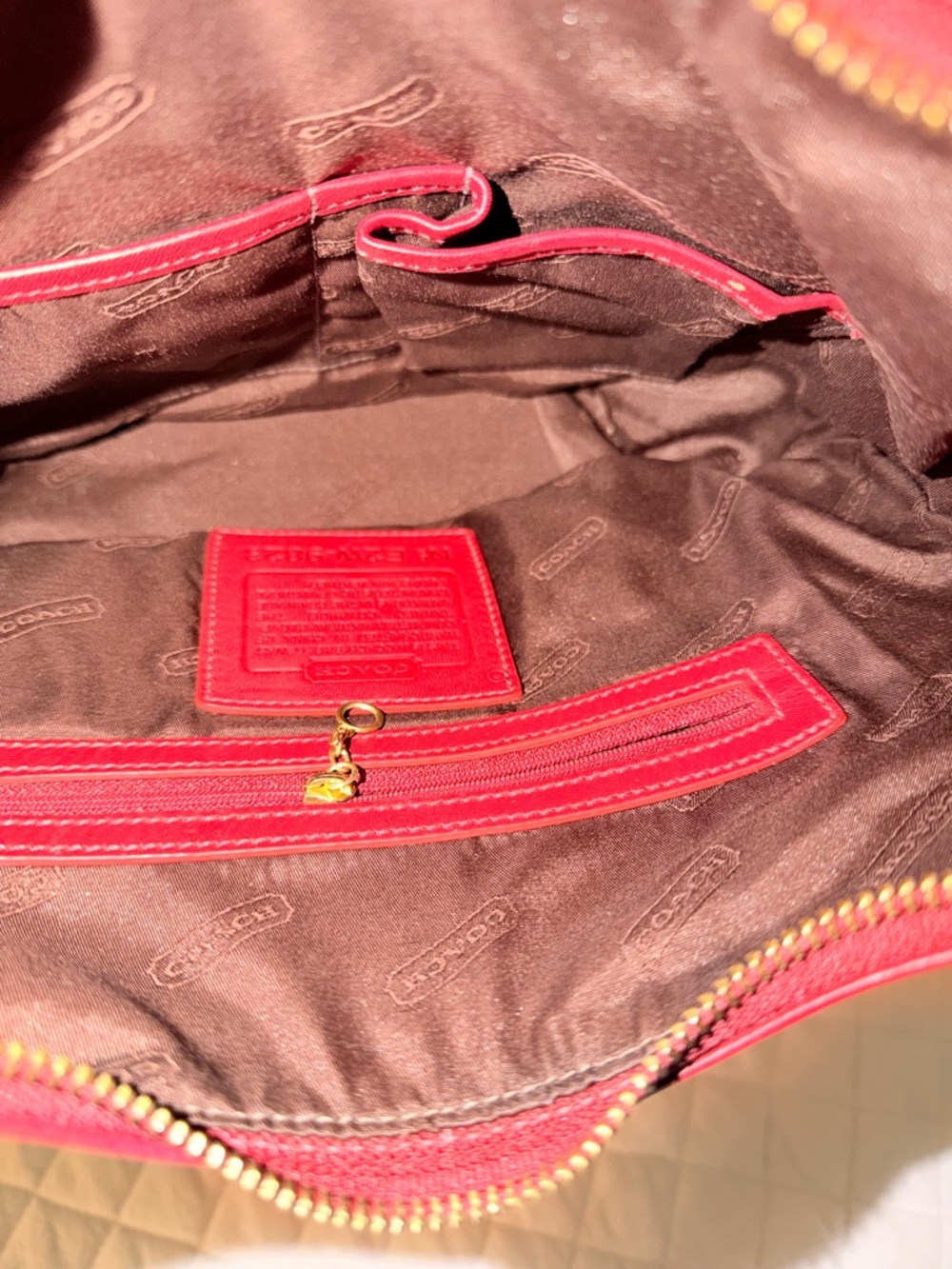 Coach Red Leather Shoulder hobo Vintage - Picture 4 of 16